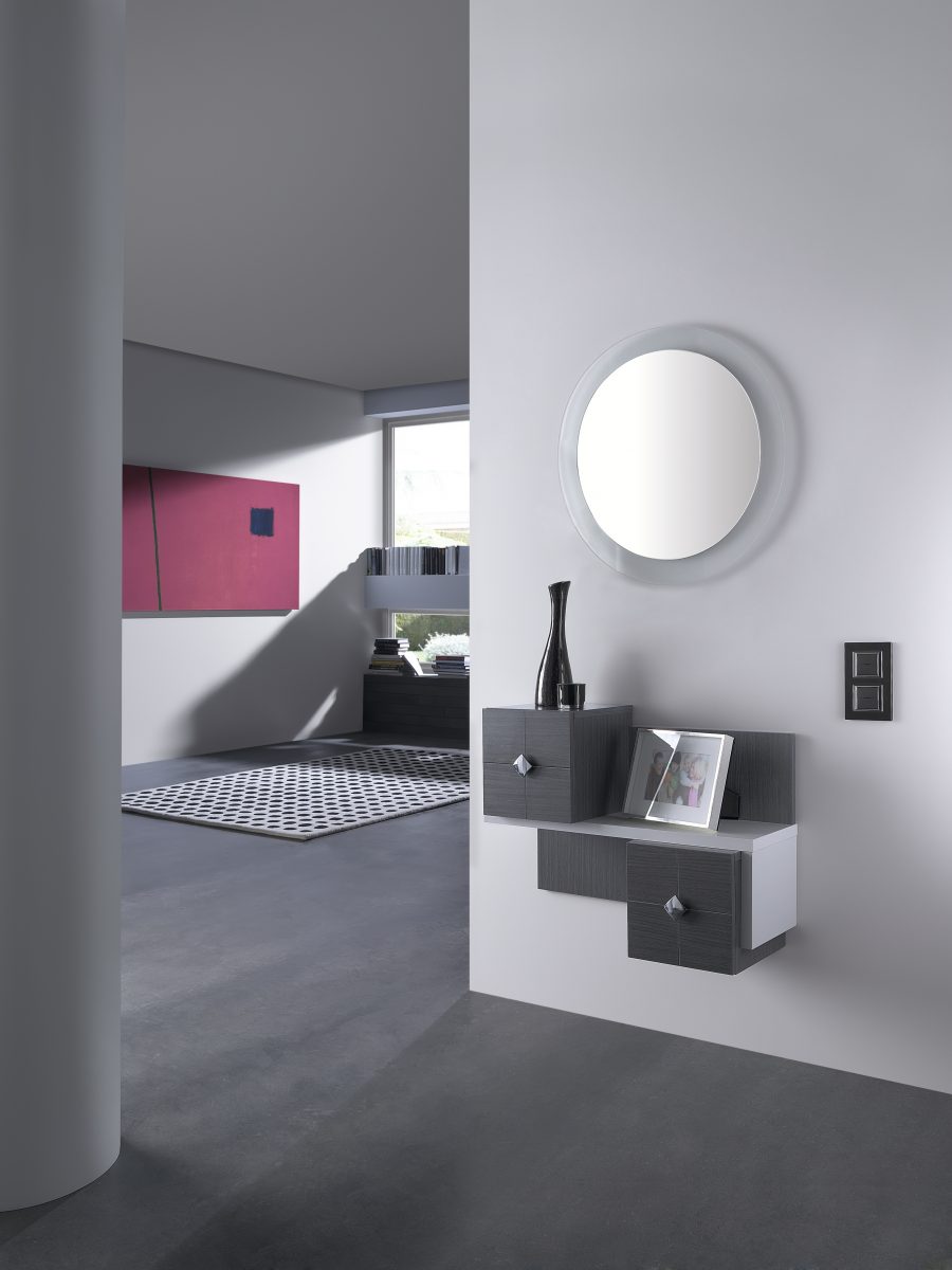 mueble auxiliar diseño moderno gris y blanco en Valladolid