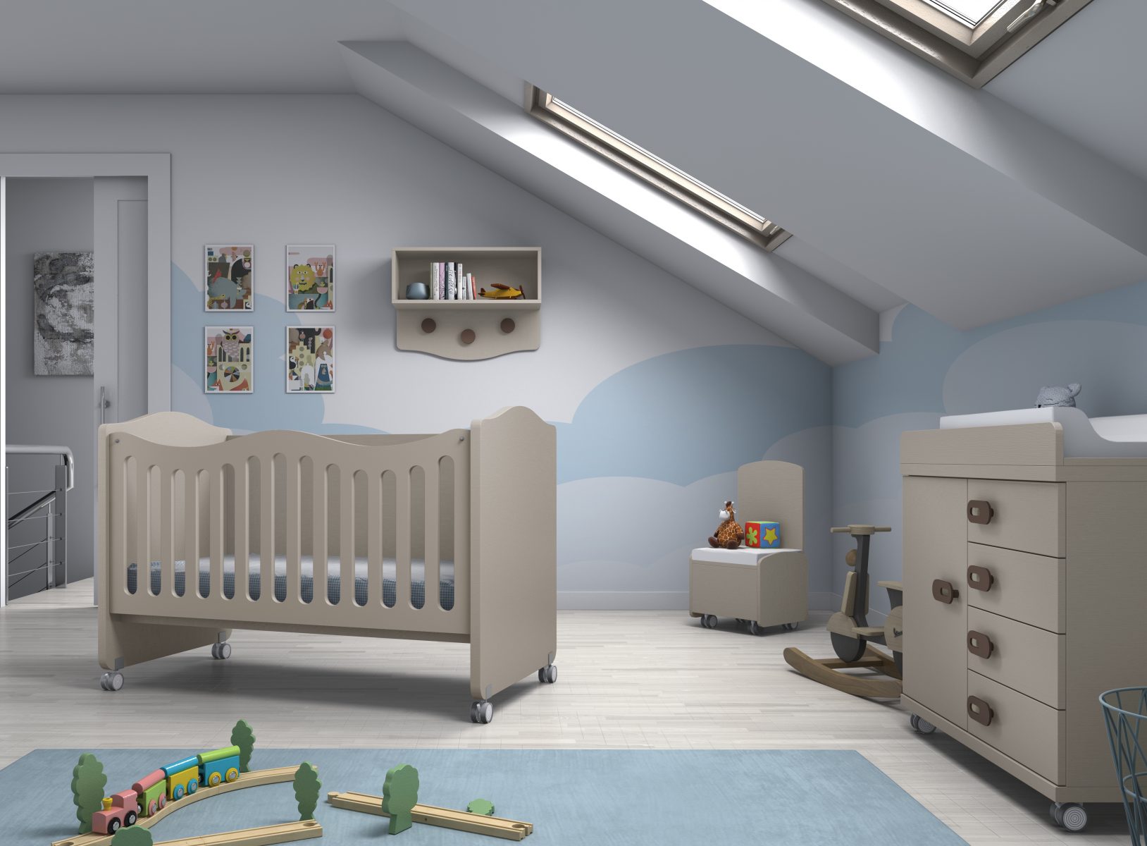 dormitorio para bebé color beige en Valladolid